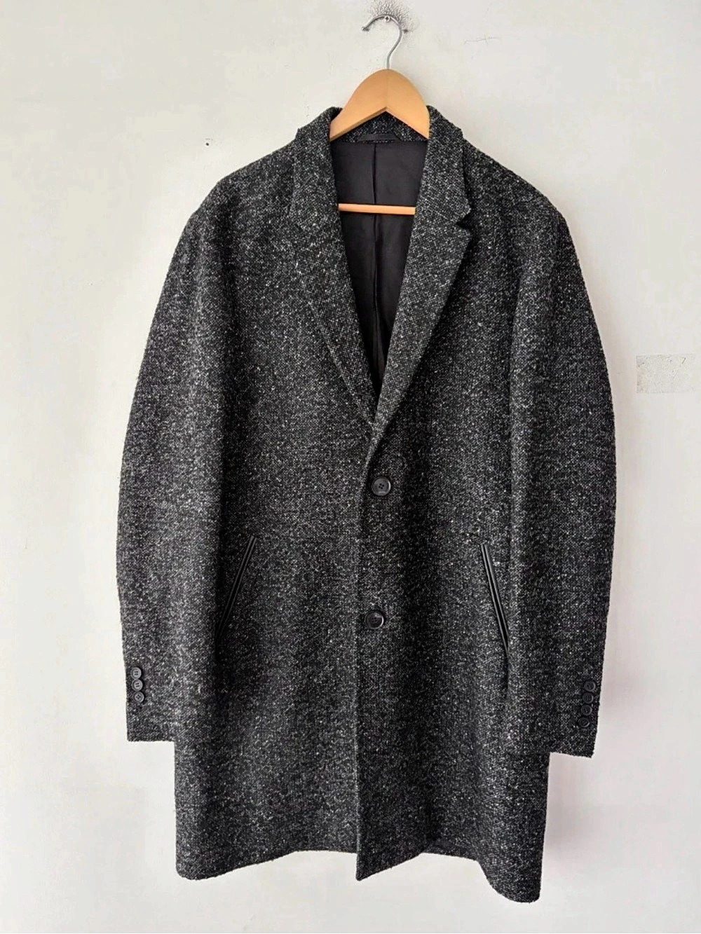 The Kooples HMA1316 Tweed Coat in Gray & Black Size 52 NWT 475€